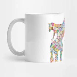 Graphic Flower photo design with form of Elephant, giraffe, zebra and deer. Mug